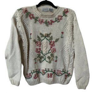Vintage Jessica Floral  Cottagecore granny 3D Knit Sweater